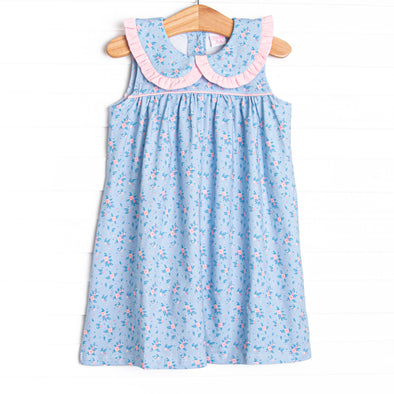 Girl's Magnolia Collared Dress in Blue size 12M