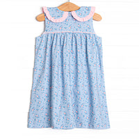 Blue Magnolia Collared Dress, Blue