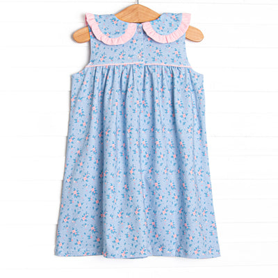 Blue Magnolia Collared Dress, Blue