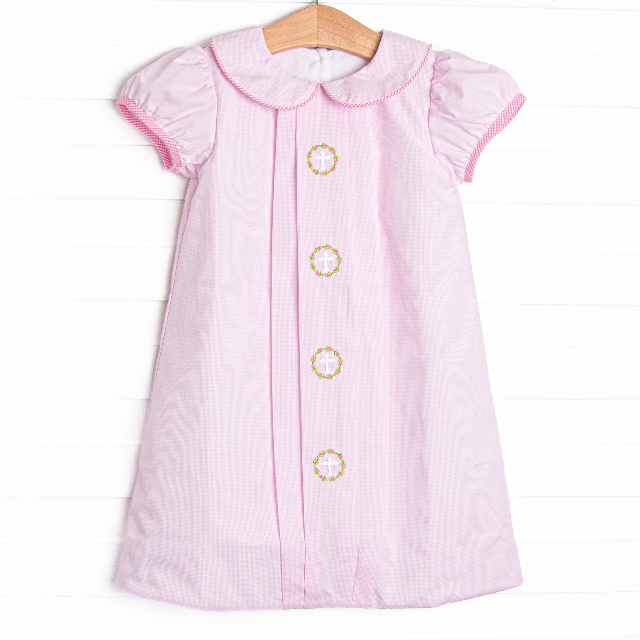 He is Risen Embroidered Dress, Light Pink Stitchy Fish He is Risen Embroidered Dress, Light Pink Stitchy Fish