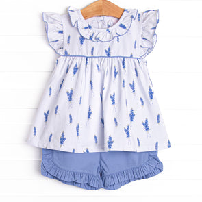 Bluebonnet Flutter Sleeve Short Set, Purple