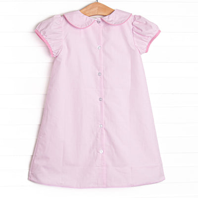 He is Risen Embroidered Dress, Light Pink