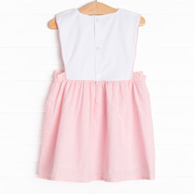 Elizabeth Side Tie Dress, Pink Swiss Dot