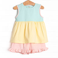 Color Block Clara Short Set, Aqua