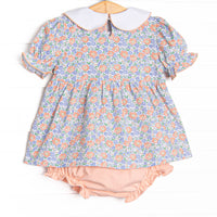 Drenched in Dahlias Collared Diaper Set, Blue