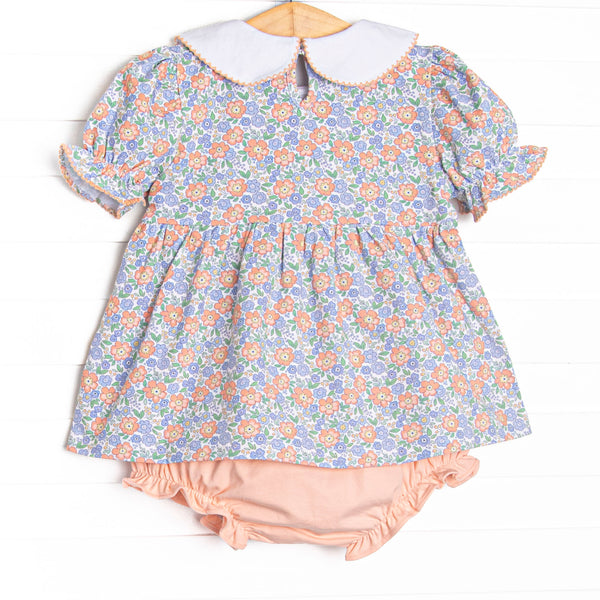 Drenched in Dahlias Collared Diaper Set, Blue