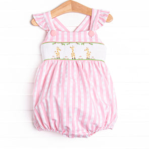 Spotted in the Savanna Smocked Bubble, Pink Check
