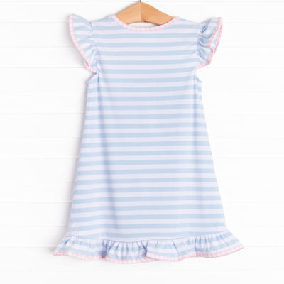 Float and Fly Applique Dress, Blue