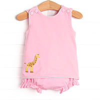 Giraffe Giant Applique Diaper Set, Pink