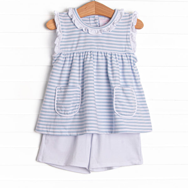Madge Pocket Short Set, Blue Stripe