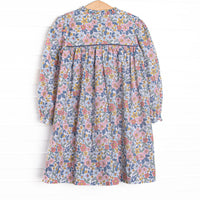 Bleu: Ellis Smocked Long Sleeve Dress, Navy Floral