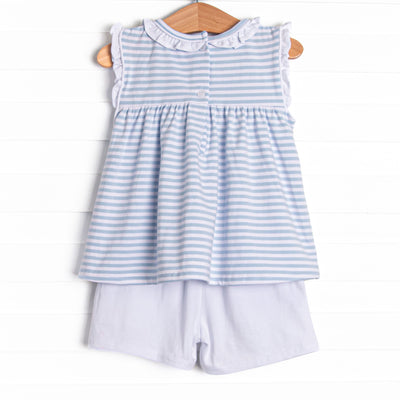 Madge Pocket Short Set, Blue Stripe