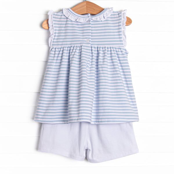Madge Pocket Short Set, Blue Stripe