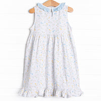 Penelope Petals Sleeveless Dress, Blue