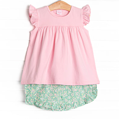 Girl's Garden Party Short Set in Green Size 3T