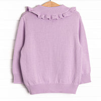 Beatrice Bow Embroidered Cardigan, Purple