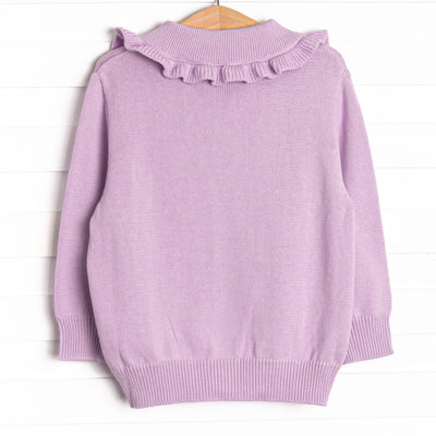 Beatrice Bow Embroidered Cardigan, Purple