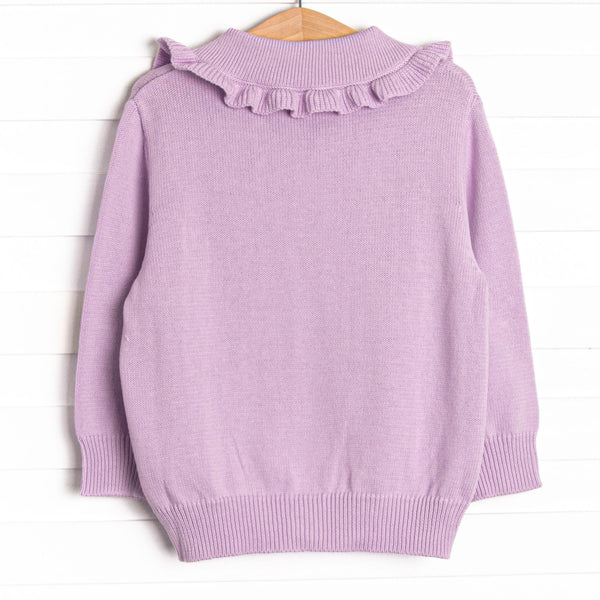 Beatrice Bow Embroidered Cardigan, Purple