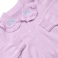 Beatrice Bow Embroidered Cardigan, Purple