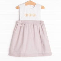 Sand Dollar Summer Embroidered Dress, Tan