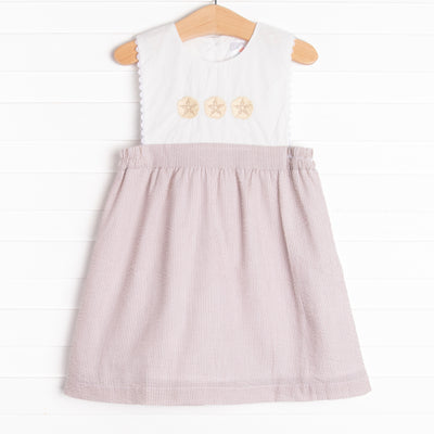 Sand Dollar Summer Embroidered Dress, Tan