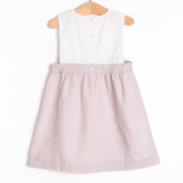 Sand Dollar Summer Embroidered Dress, Tan