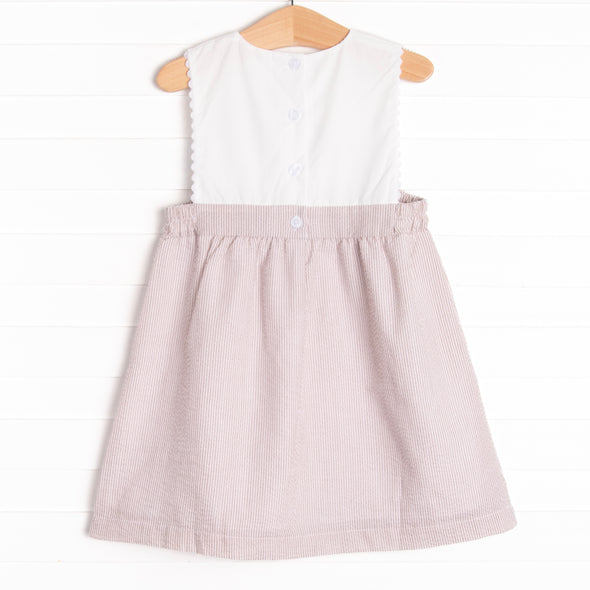 Sand Dollar Summer Embroidered Dress, Tan
