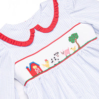 Back at the Farm Smocked Romper, Blue