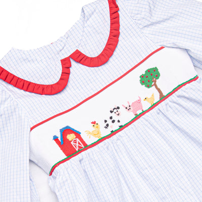 Back at the Farm Smocked Romper, Blue