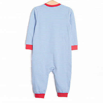 Fire Station Squad Applique Romper, Blue