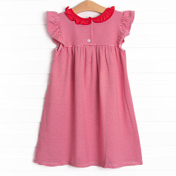 Hannah Flutter Sleeve Dress, Candy Apple Stripe