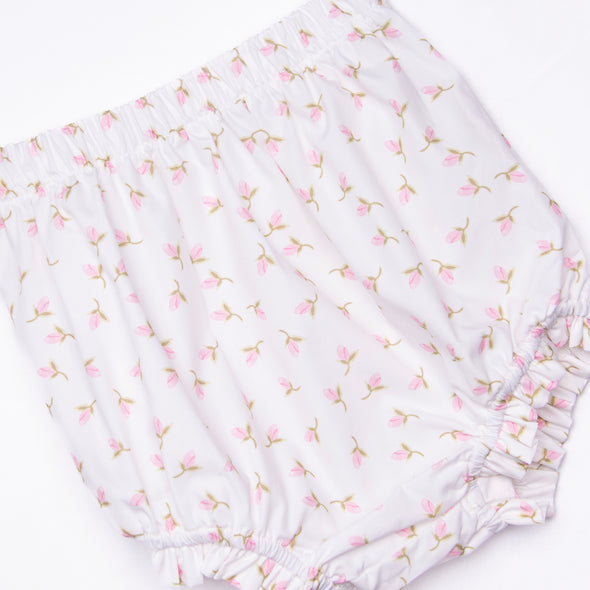 Rosey Rosebuds Diaper Set, White