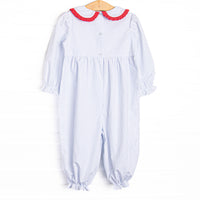 Back at the Farm Smocked Romper, Blue