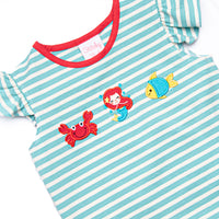 Mermaid Princess Applique Short Set, Aqua
