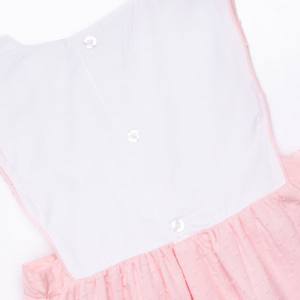 Elizabeth Side Tie Dress, Pink Swiss Dot