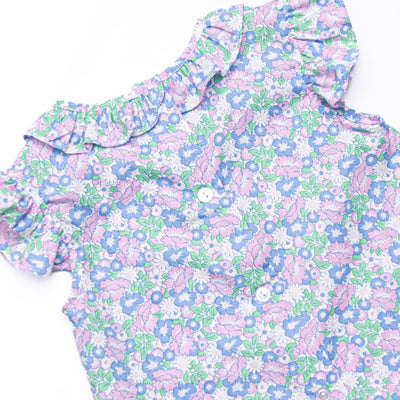 Floral Fairytale Trio Applique Ruffle Short Set, Blue