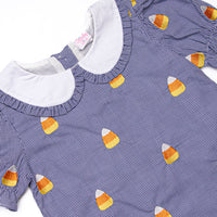 Candy Corn Embroidered Diaper Set, Navy