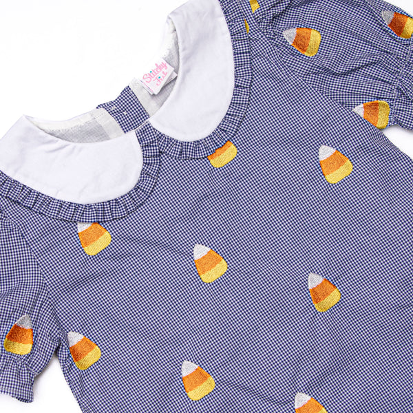 Candy Corn Embroidered Diaper Set, Navy