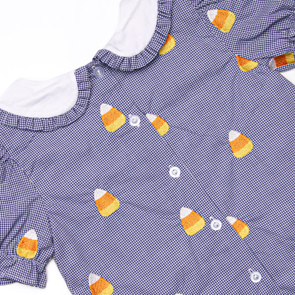 Candy Corn Embroidered Diaper Set, Navy