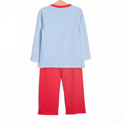 Fire Station Squad Applique Pant Set, Blue