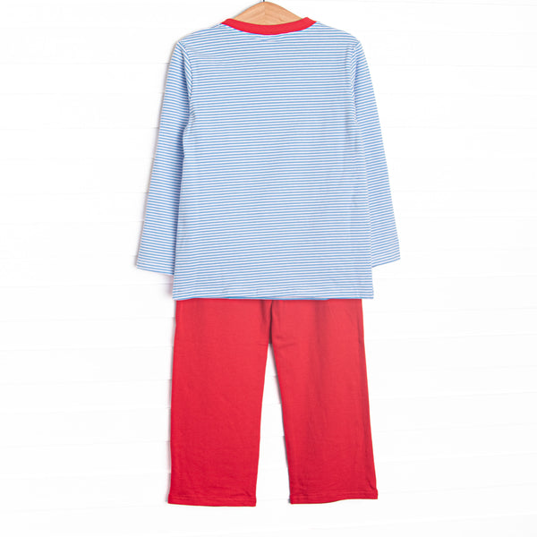 Fire Station Squad Applique Pant Set, Blue