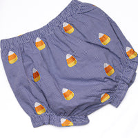 Candy Corn Embroidered Diaper Set, Navy