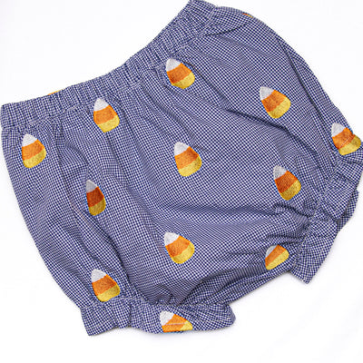Candy Corn Embroidered Diaper Set, Navy