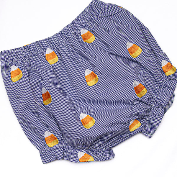 Candy Corn Embroidered Diaper Set, Navy