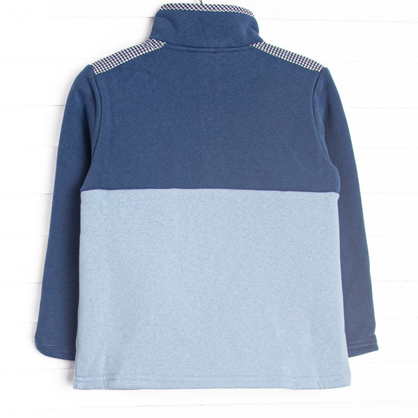 Fleece Firetruck Embroidered Pullover, Blue