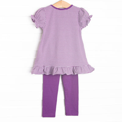 Touchdown Tails Applique Legging Set, Purple