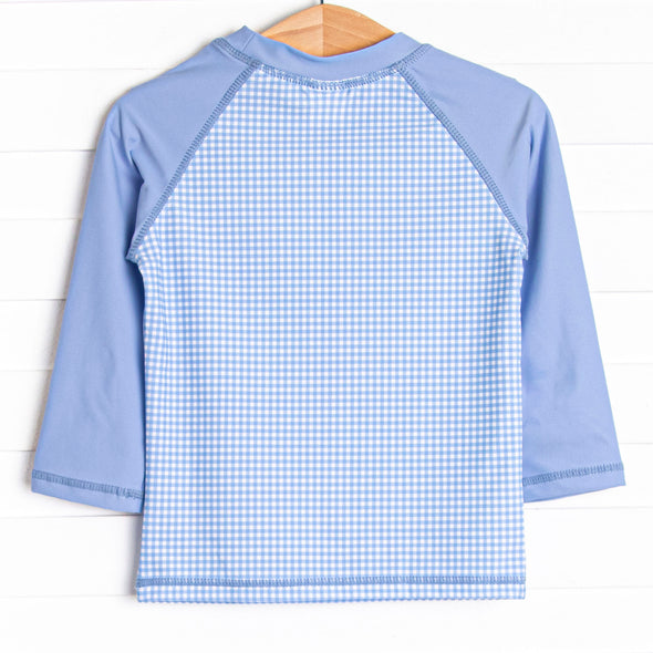 Gulf Gingham Long Sleeve Rash Guard, Blue