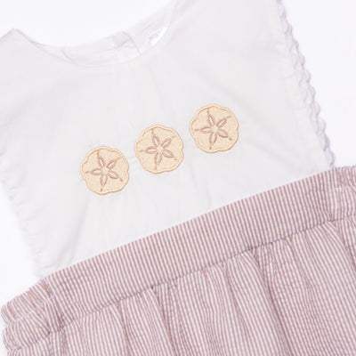 Sand Dollar Summer Embroidered Dress, Tan