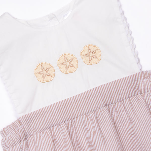 Sand Dollar Summer Embroidered Dress, Tan
