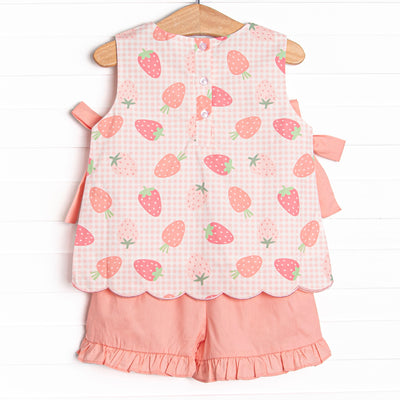 Pineberry Picnic Ruffle Short Set, Pink